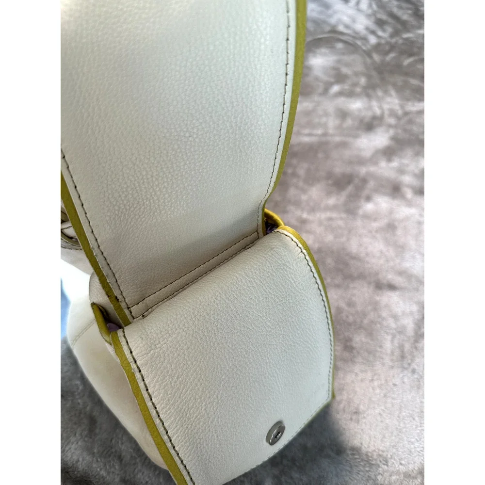 White Leather Baby Diaper Bag Silver Studded Satchel Shoulder Handbag